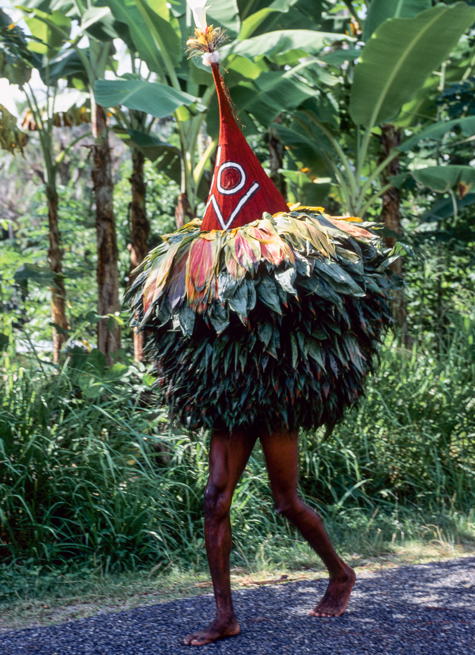 Nouvelle Guinée Papouasie. Rabaul, tribu des Tolaï. Arrivée des duk-duks.