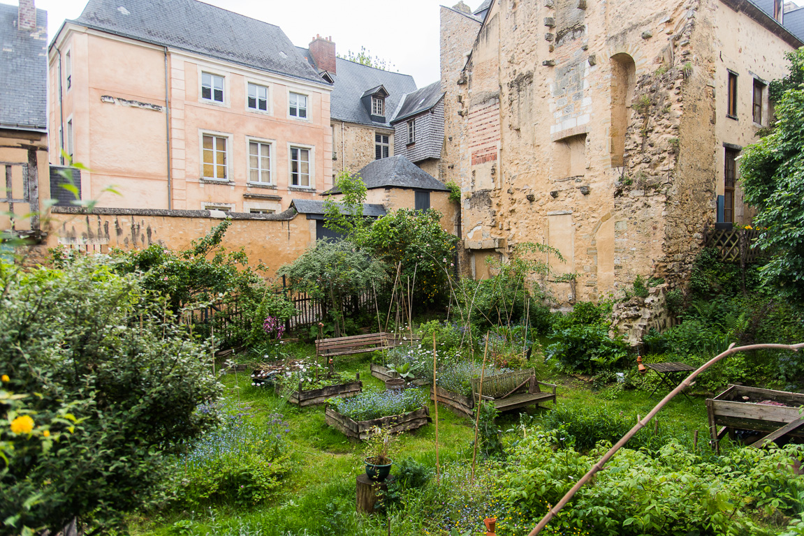 Le Mans. Le Potagenêt (jardin partagé) dans la Cité Plantagenêt, rue du bouquet