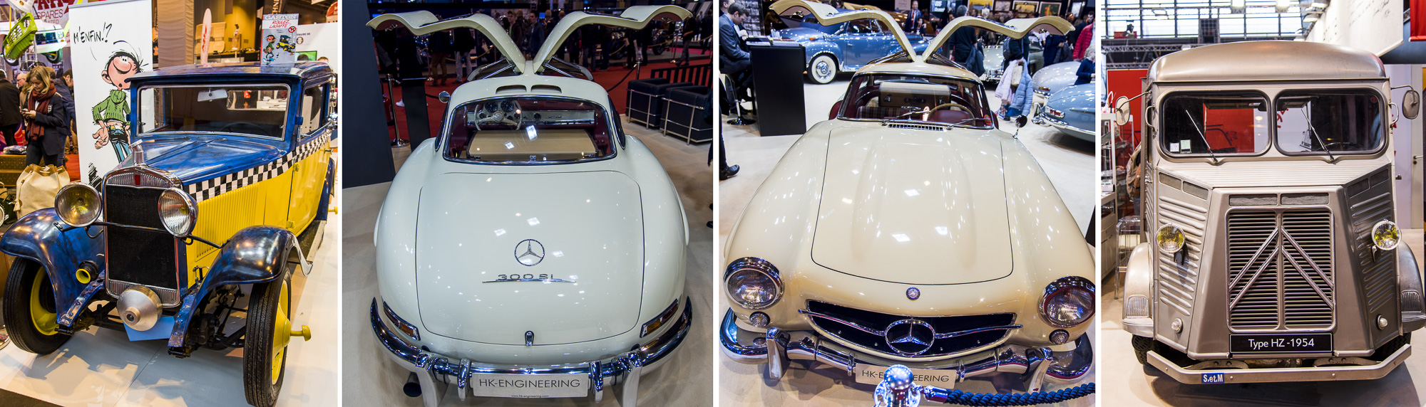 Fiat de Gaston Lagaffe. - Mercedes 300 SL"Ailes de papillon".  - Tub Citroën type HZ