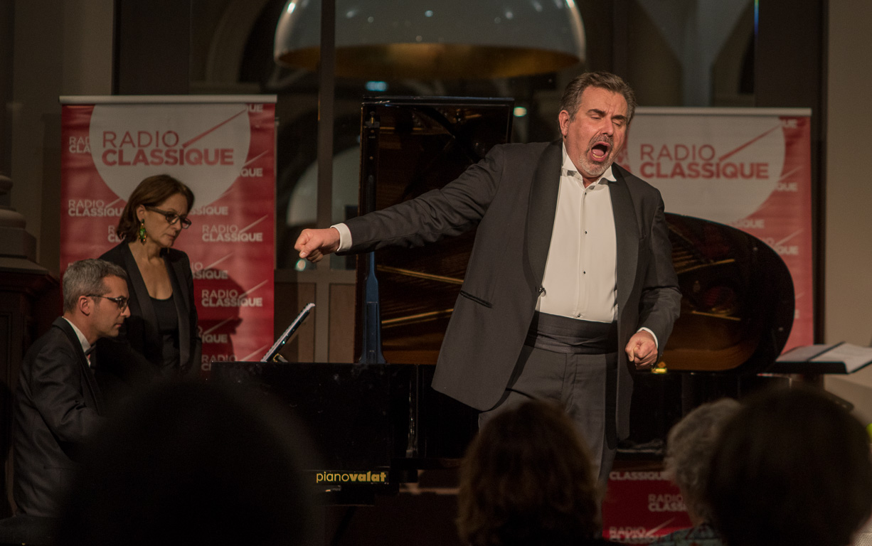 Thermes Marins de Saint-Malo. Concert Radio-Classique, création Eve Ruggieri / Jean-François Vinciguerra, baryton-basse  / Delphine Haidan, mezzo-soprano / Thomas Palmer, piano.