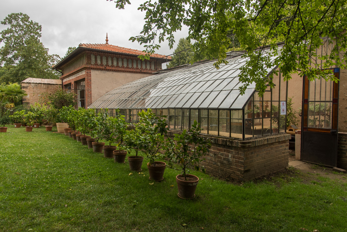 La serre "salon de thé" dans le  jardin historique  du  collège Royal.