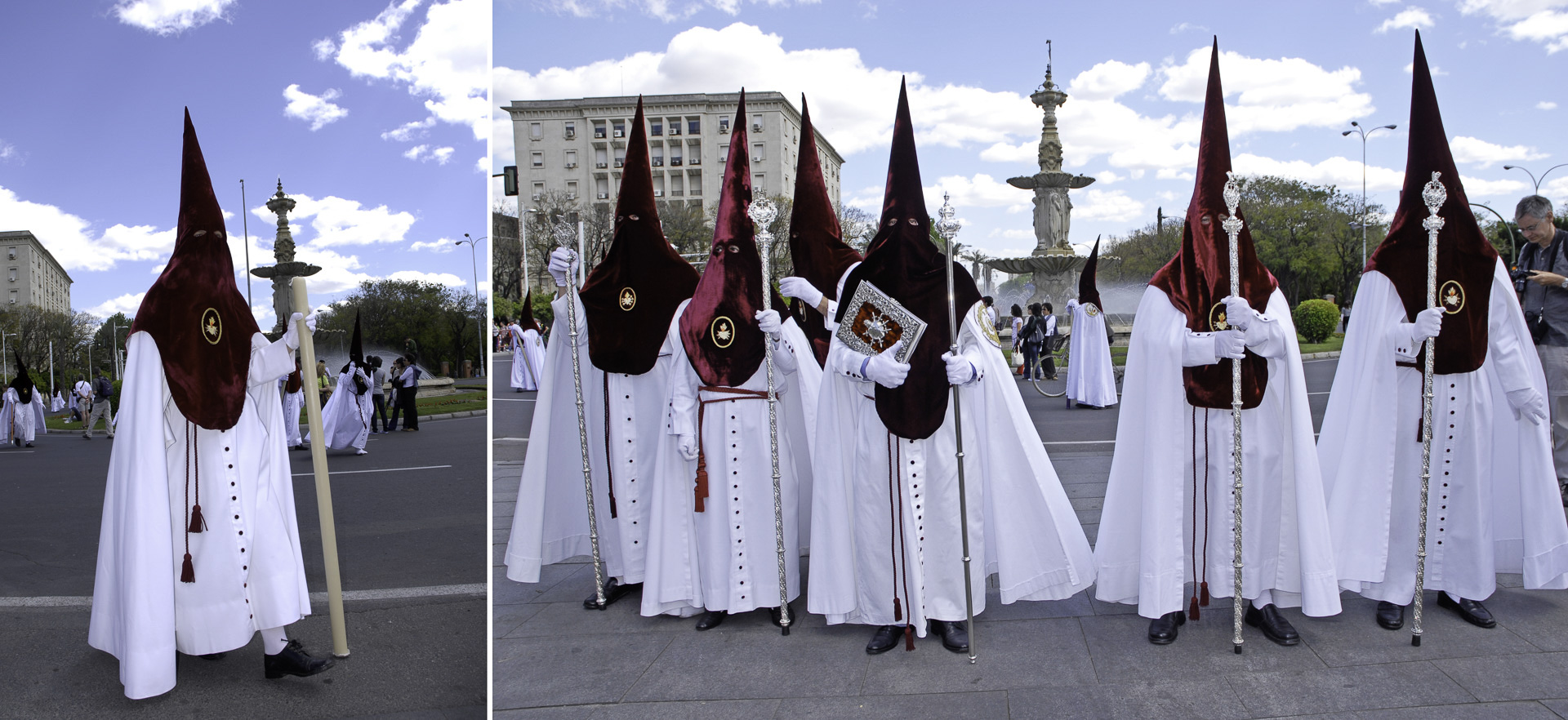 Plaza Don Juan de Austria. Défilé de pénitents pendant la semaine Sainte.