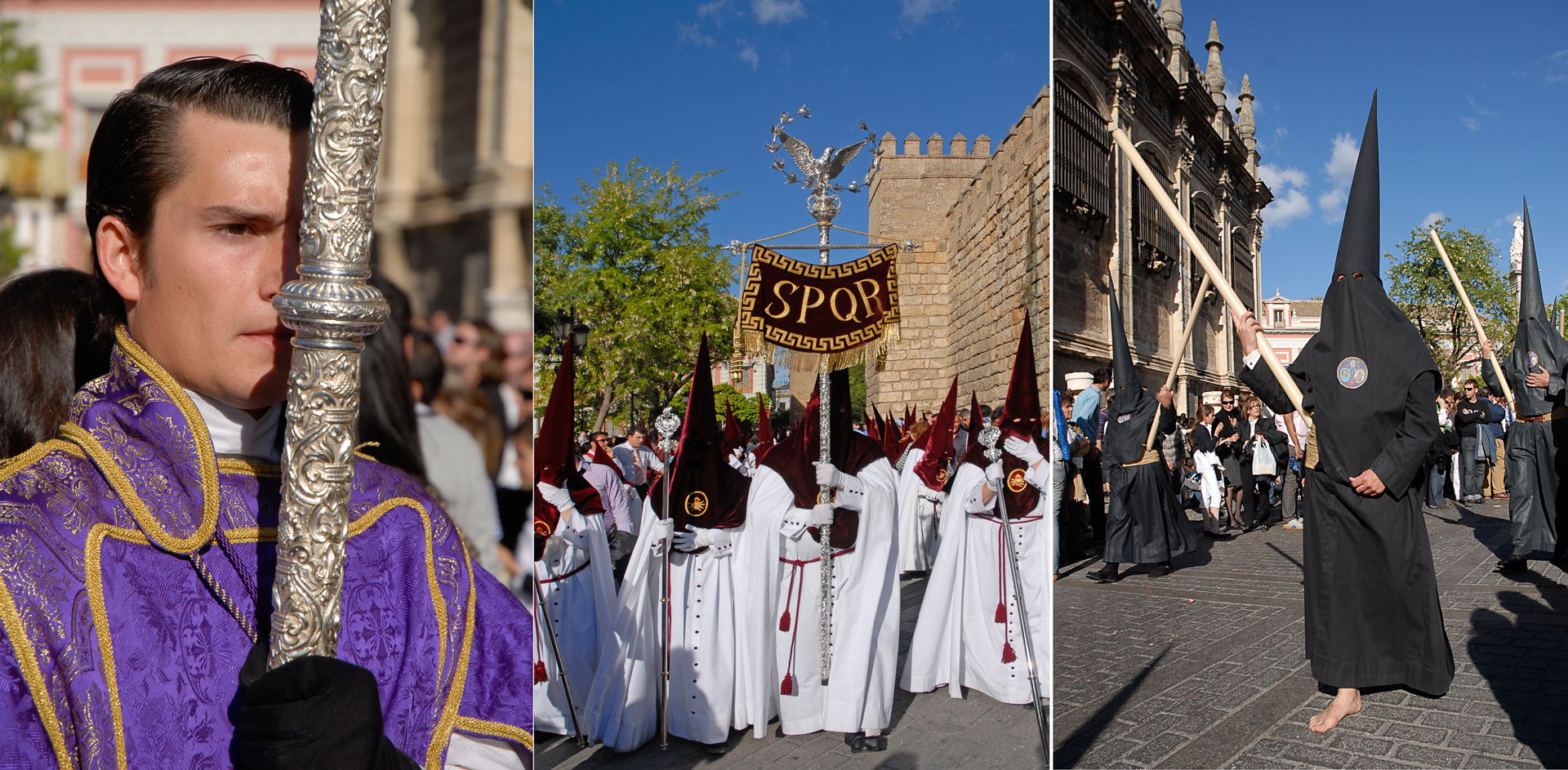 Défilé de pénitents pendant la semaine Sainte.