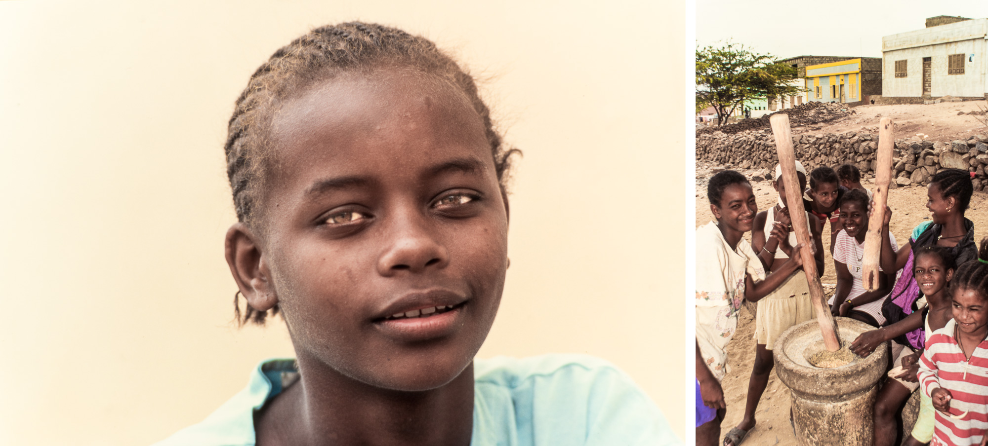 Salamansa. Le métissage africano-portugais donne de magniques visages aux yeux clairs.