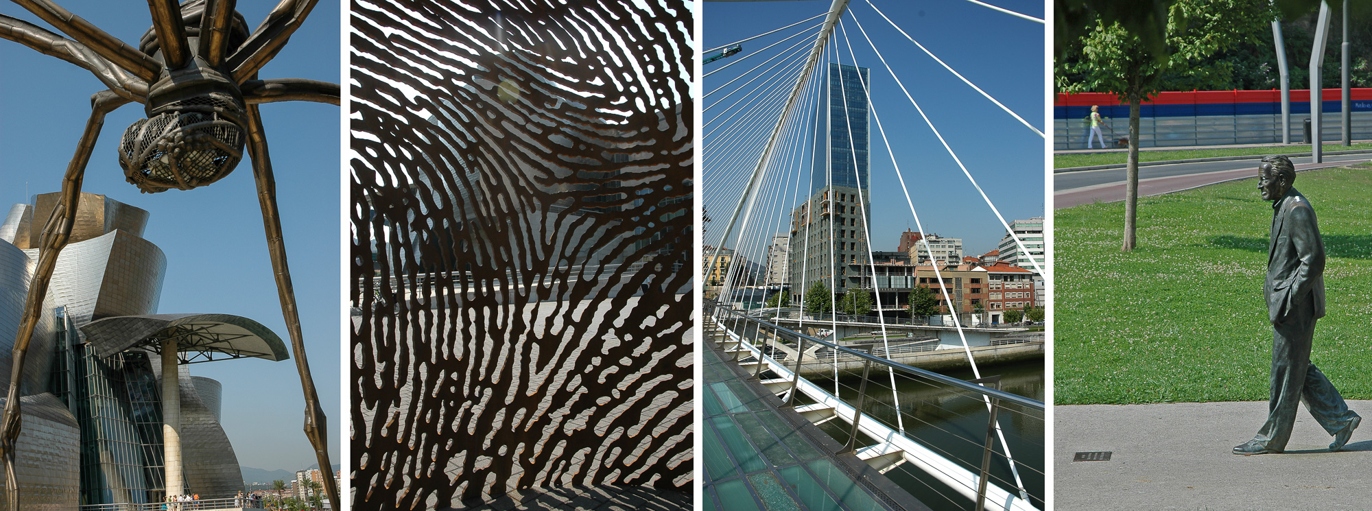 Bilbao, dans la province de Viscaya.  Musée Guggenheim : l'araignée de Louise Bourgeois et d'autres œuvres à l'extérieur du lieu d'expositions..