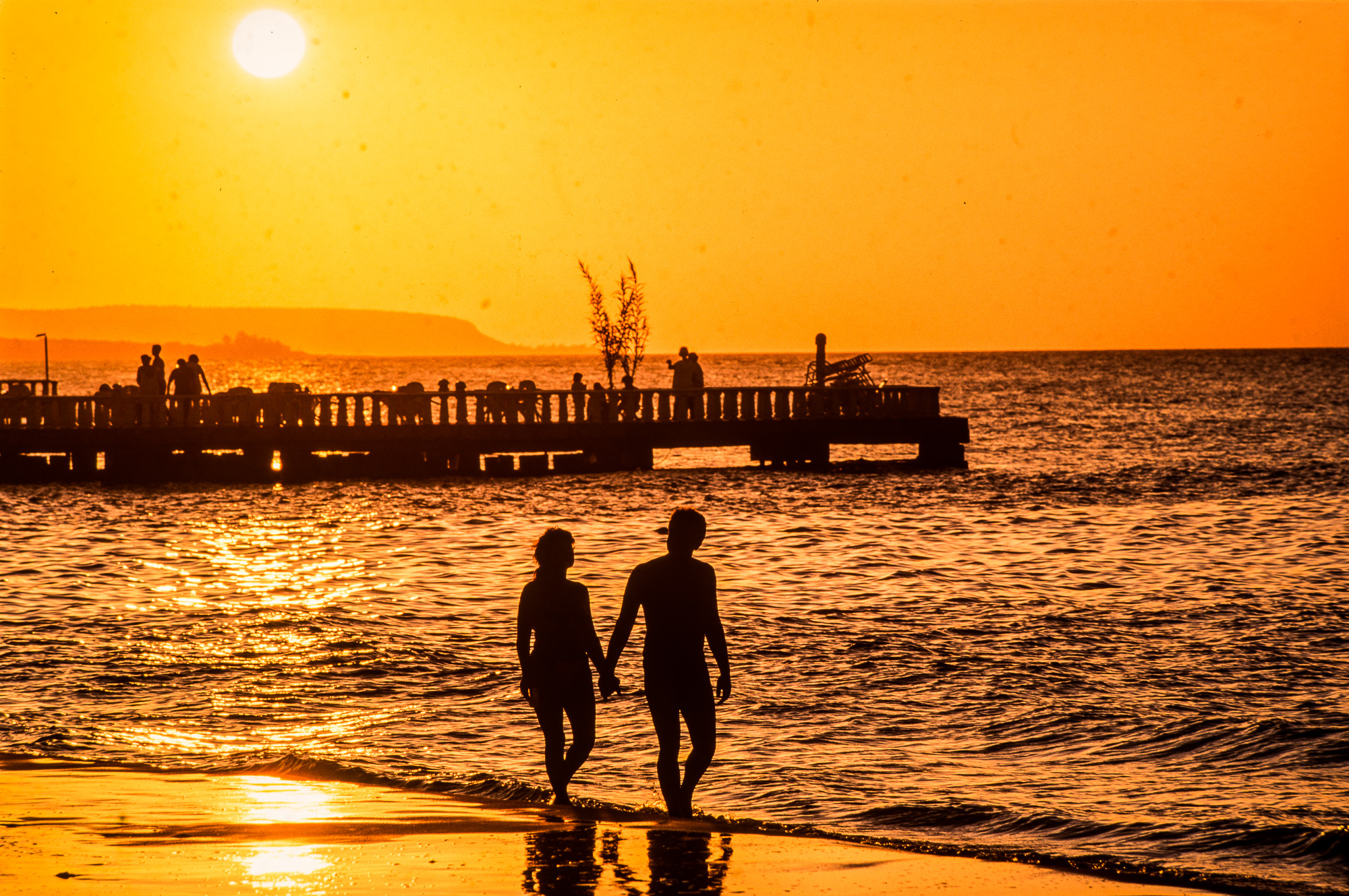 Coucher du soleil sur la plage de l'hôtel Jamaïca Jama<îca