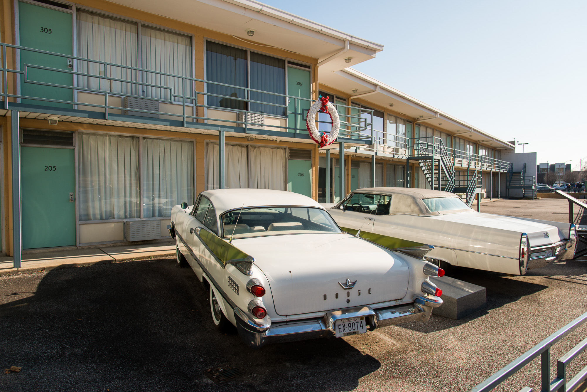 Lorraine Motel. Le balcon d'où fut assassiné Martin Luther King.