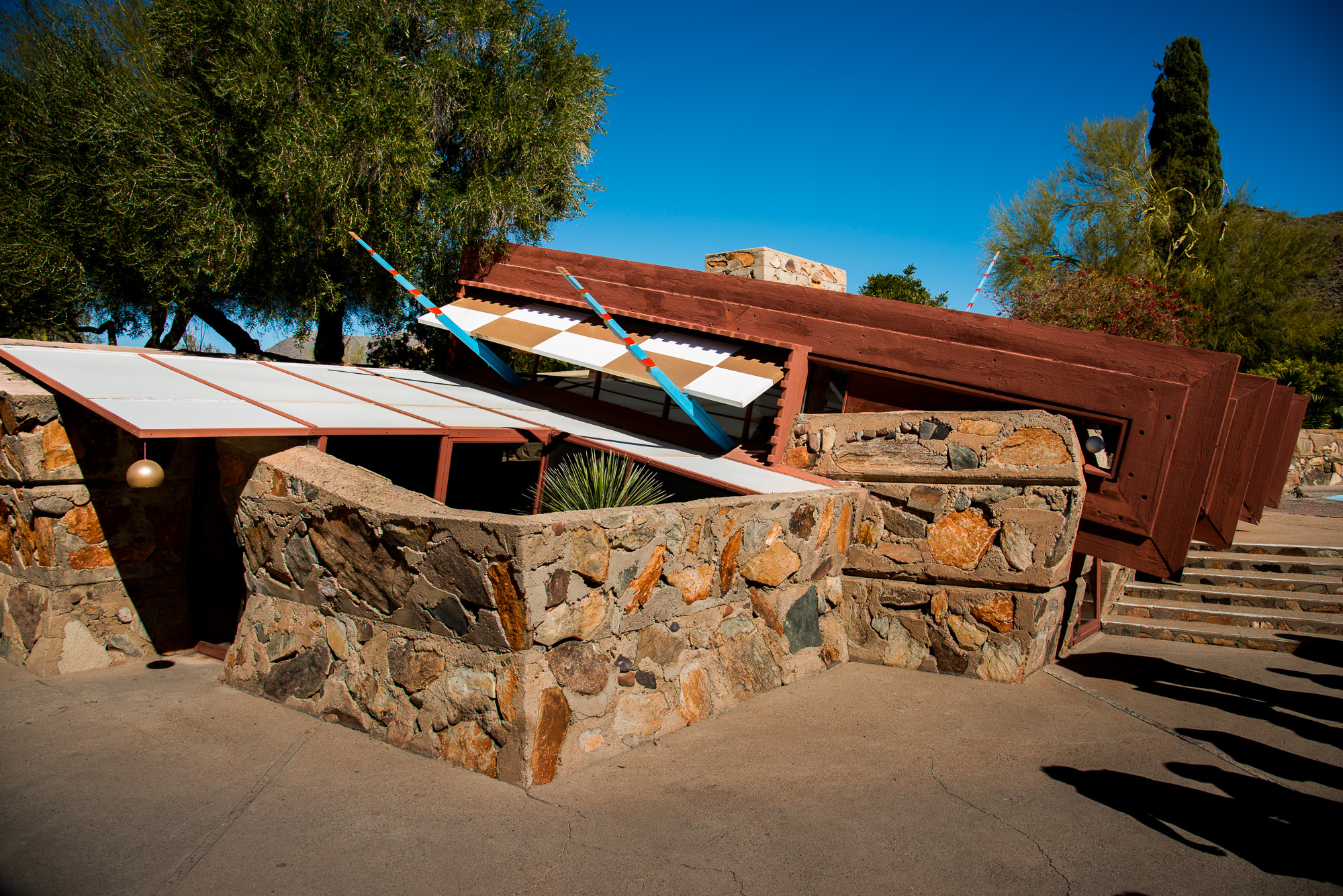 Taliesin West. Œuvre datant de 1937. Frank Lloyd Wright a créé sa propre maison aux portes du désert.