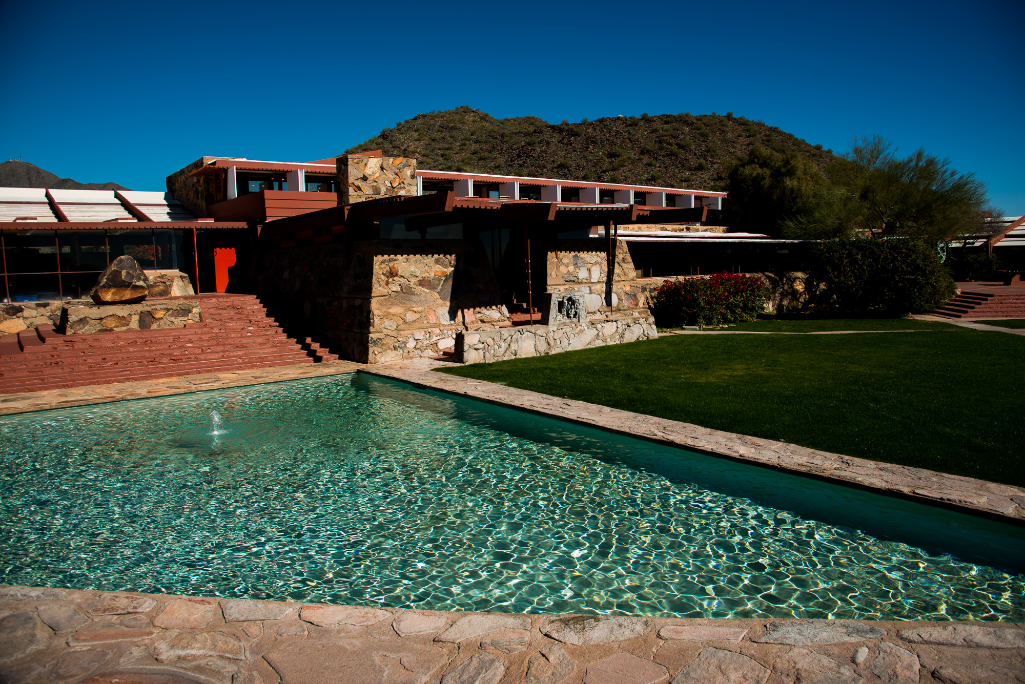 Taliesin West. Œuvre datant de 1937.Frank Lloyd Wright a créé sa propre maison aux portes du désert.