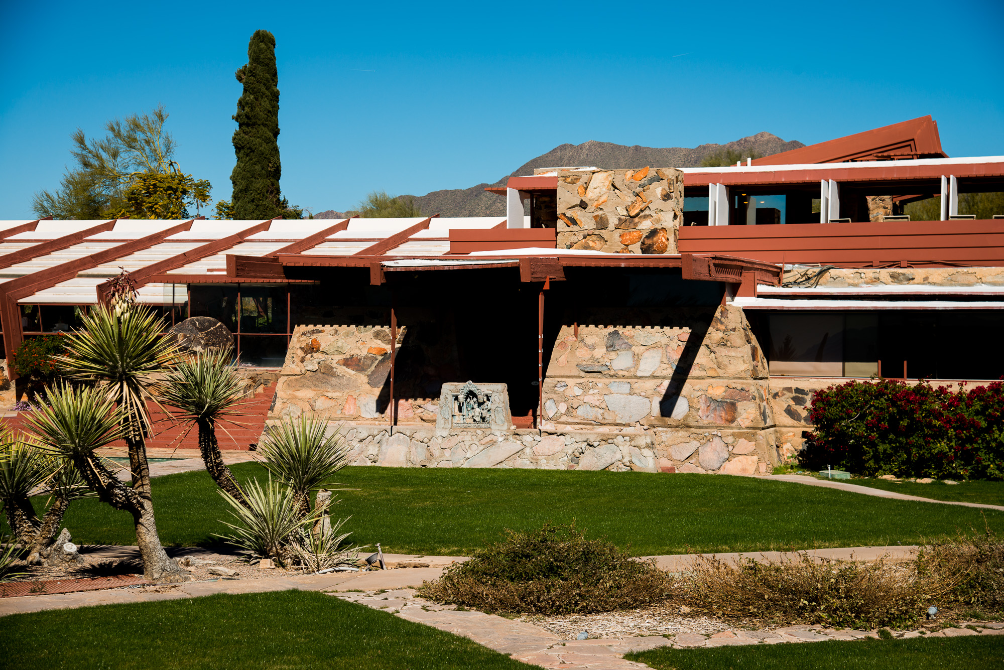 Taliesin West. Œuvre datant de 1937.Frank Lloyd Wright a créé sa propre maison aux portes du désert.