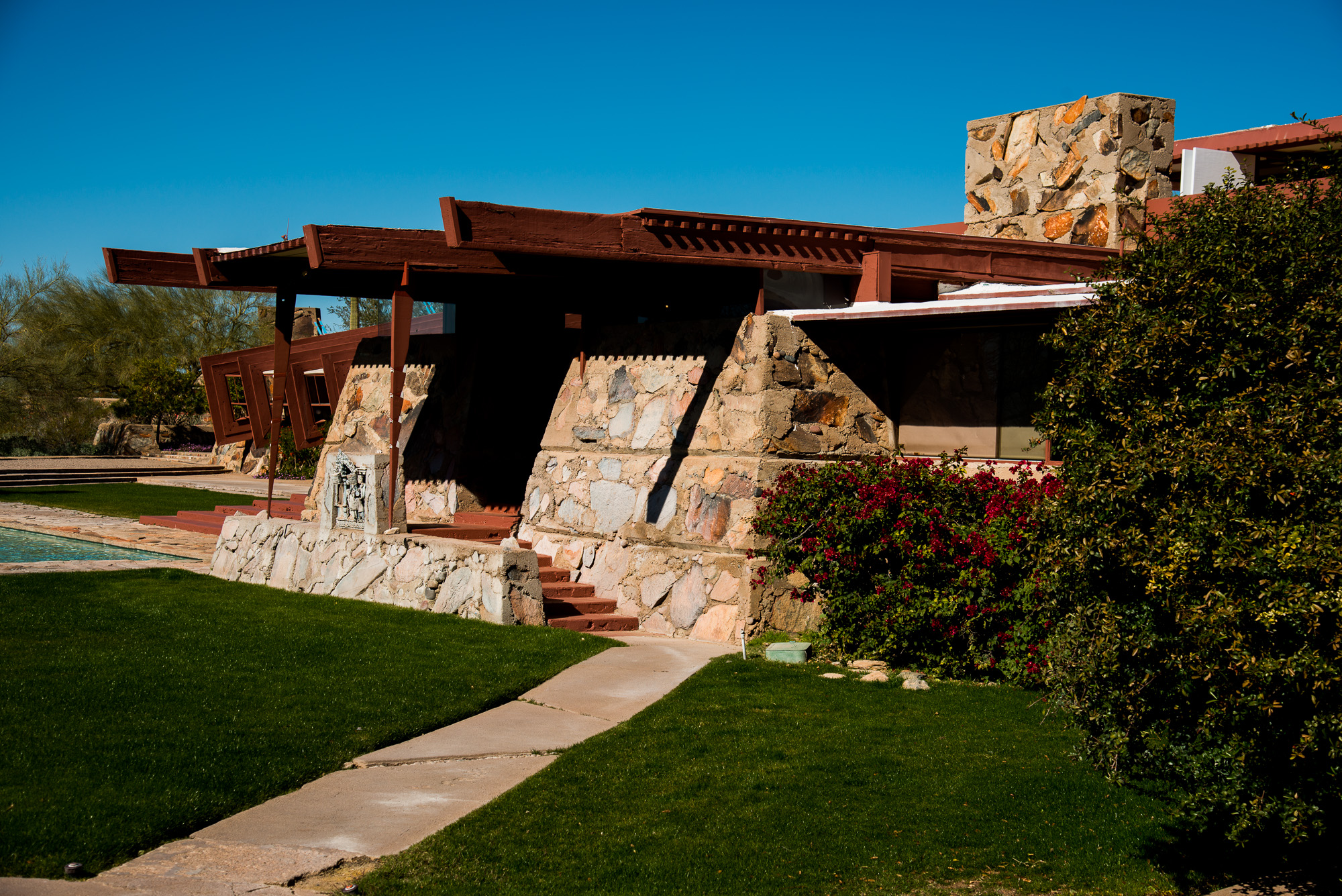 Taliesin West. Œuvre datant de 1937.Frank Lloyd Wright a créé sa propre maison aux portes du désert.