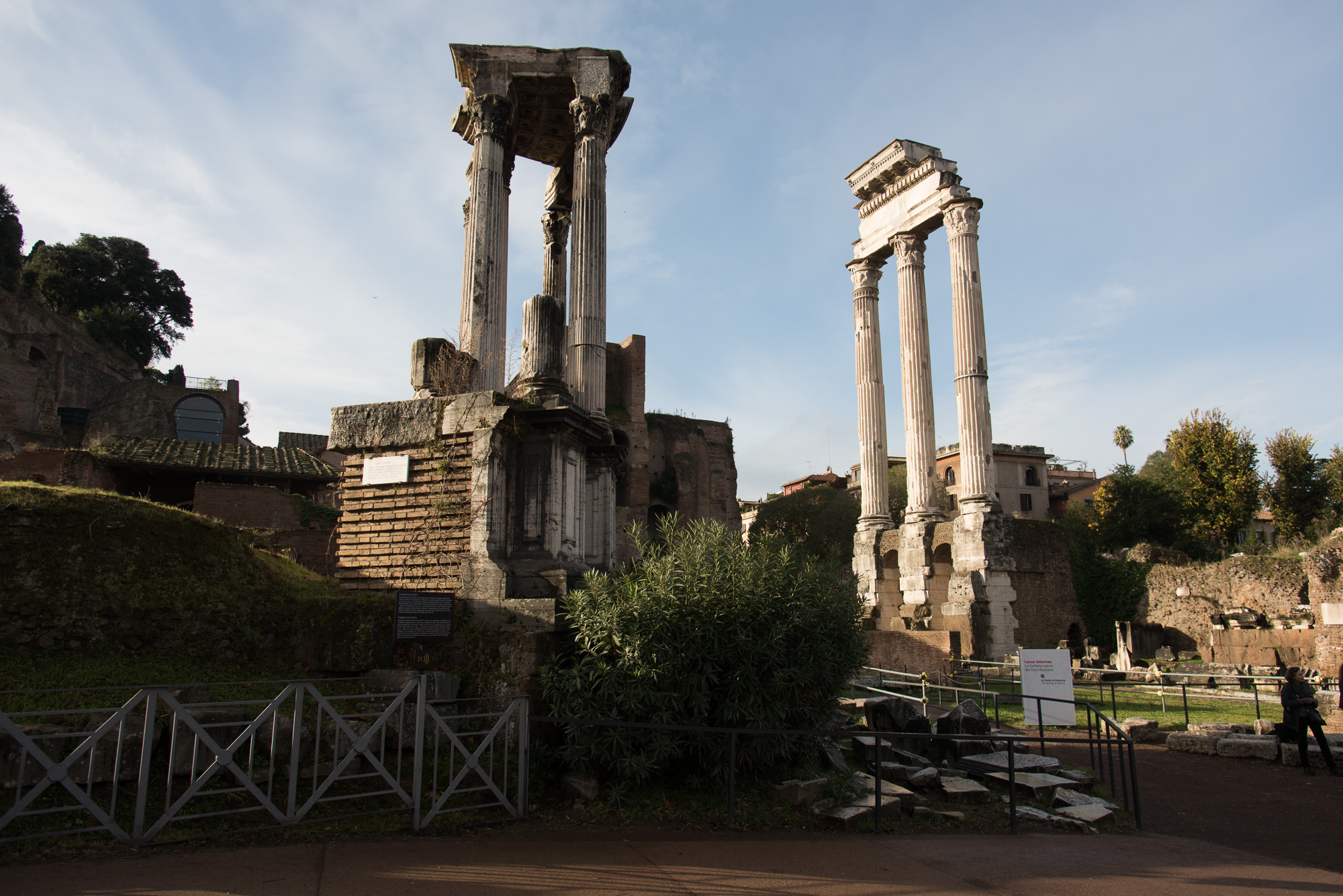 Le Forum romain. Temple de Vesta et temple de César divinisé.