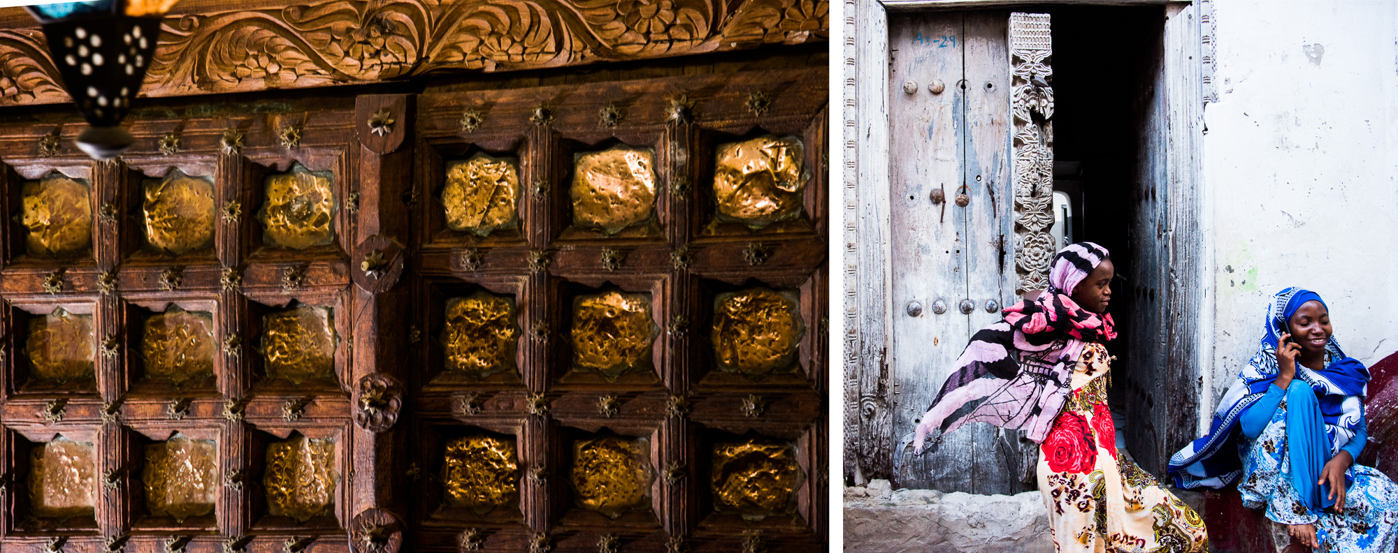 Zanzibar Town. Portes cloutées et cadenassées.