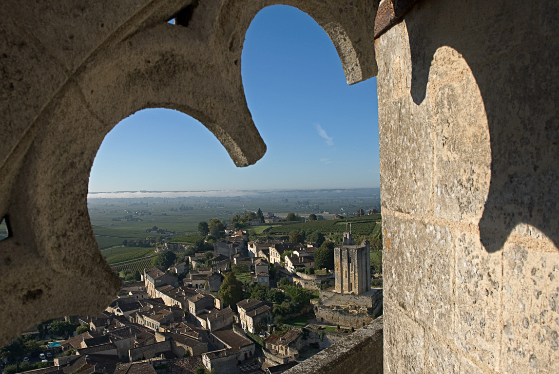 33330 Saint Emilion - la cite medievale depuis le clocher de l'eglise monolithe