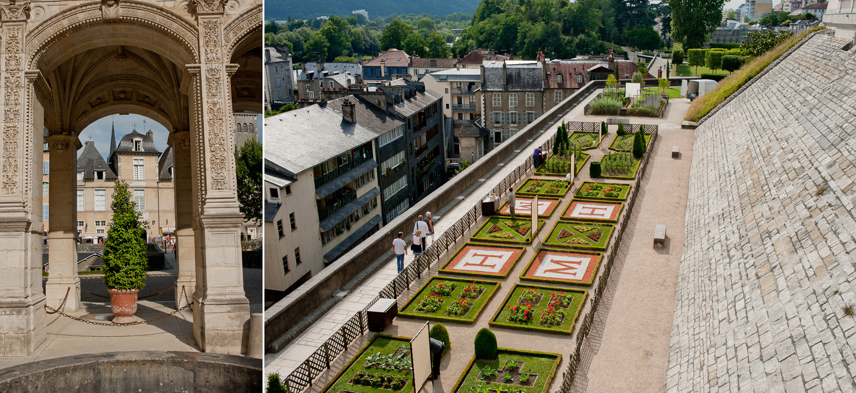 Pau, le château et ses jardins à la française.