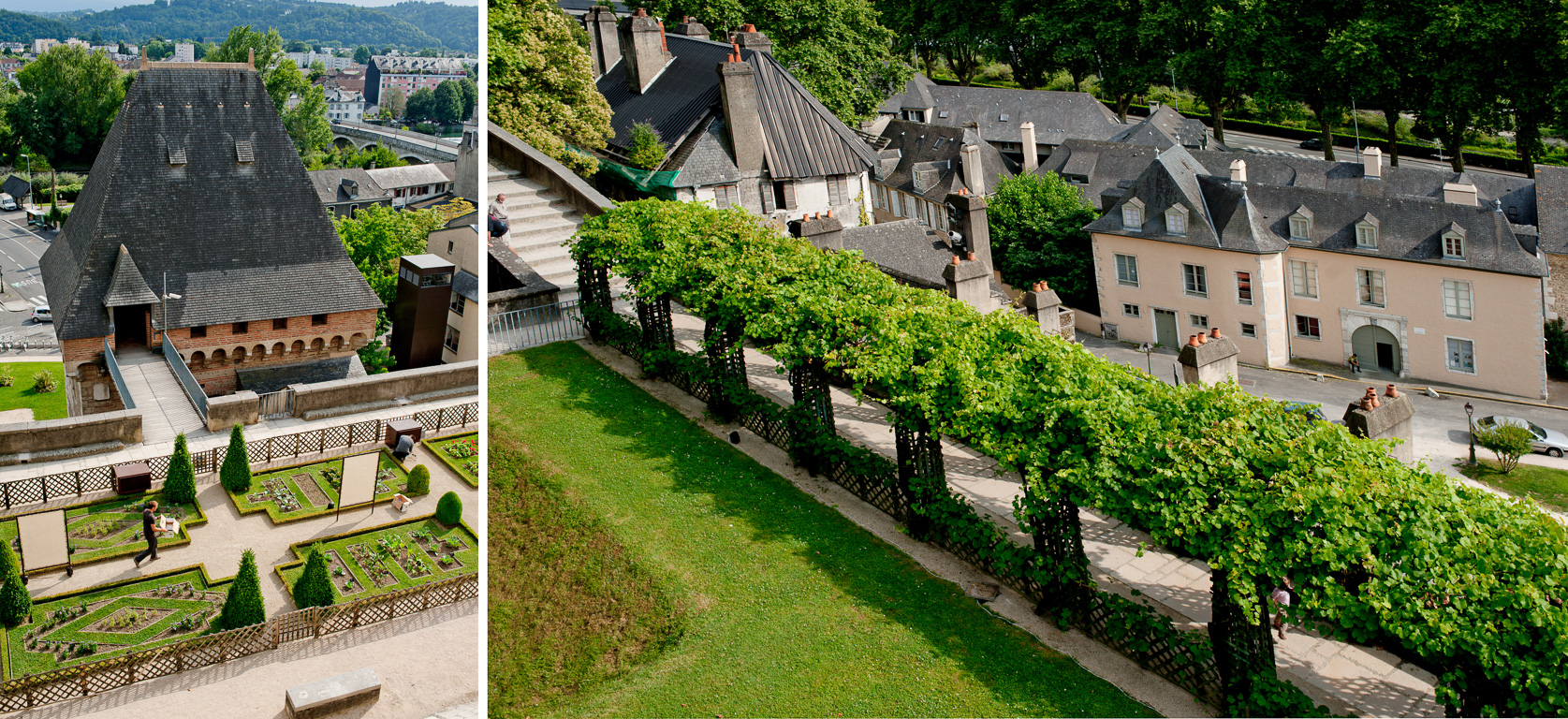 Pau, le château et ses jardins à la française.