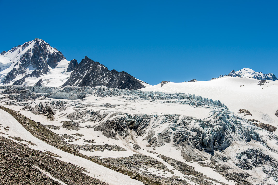 Randonnée sur le glacier du Plan vers le Châlet Albert 1er.