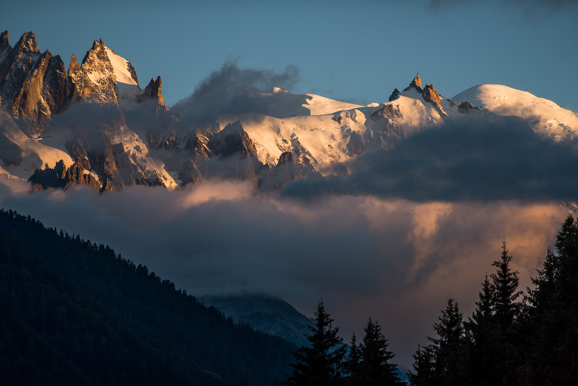 Montroc, vue sur le Mont-Blanc et les Aiguilles d'Argentière