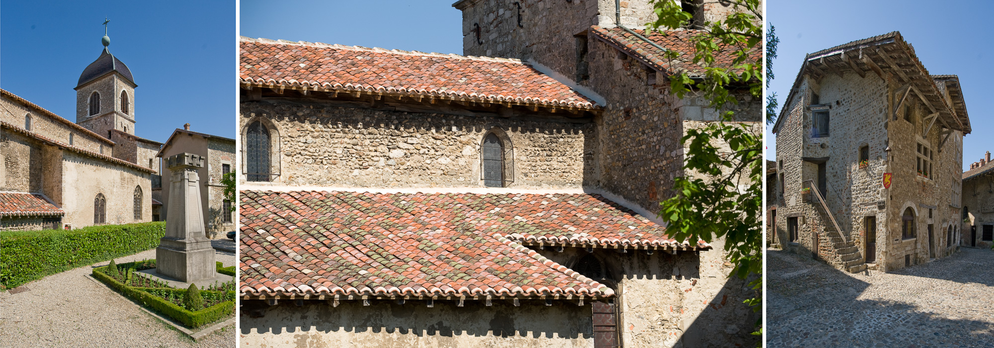 Pérouges. Place de l'Eglise et rue des Princes.