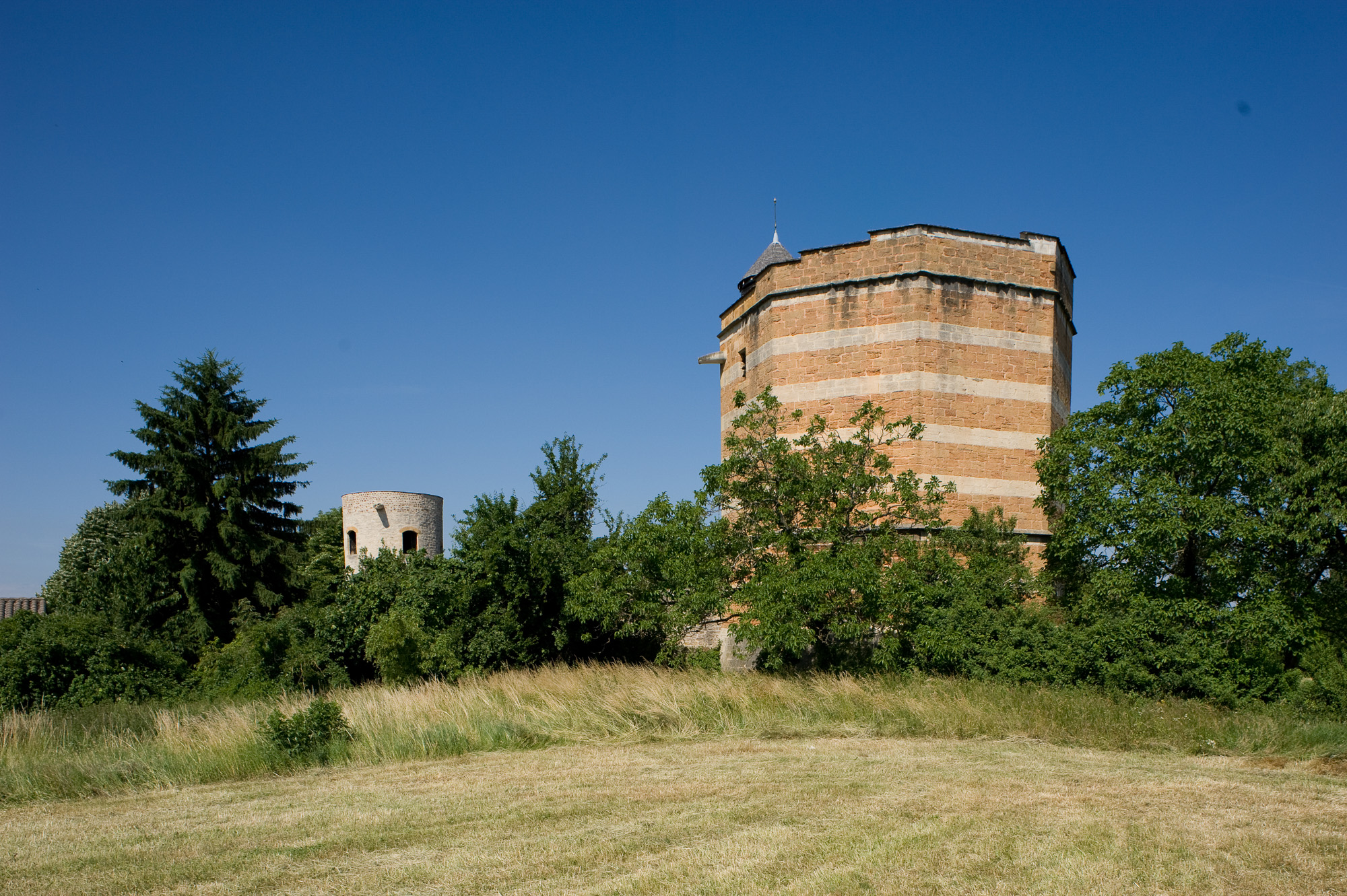 Trévoux. Château fort. Tour ronde et tour octogonale