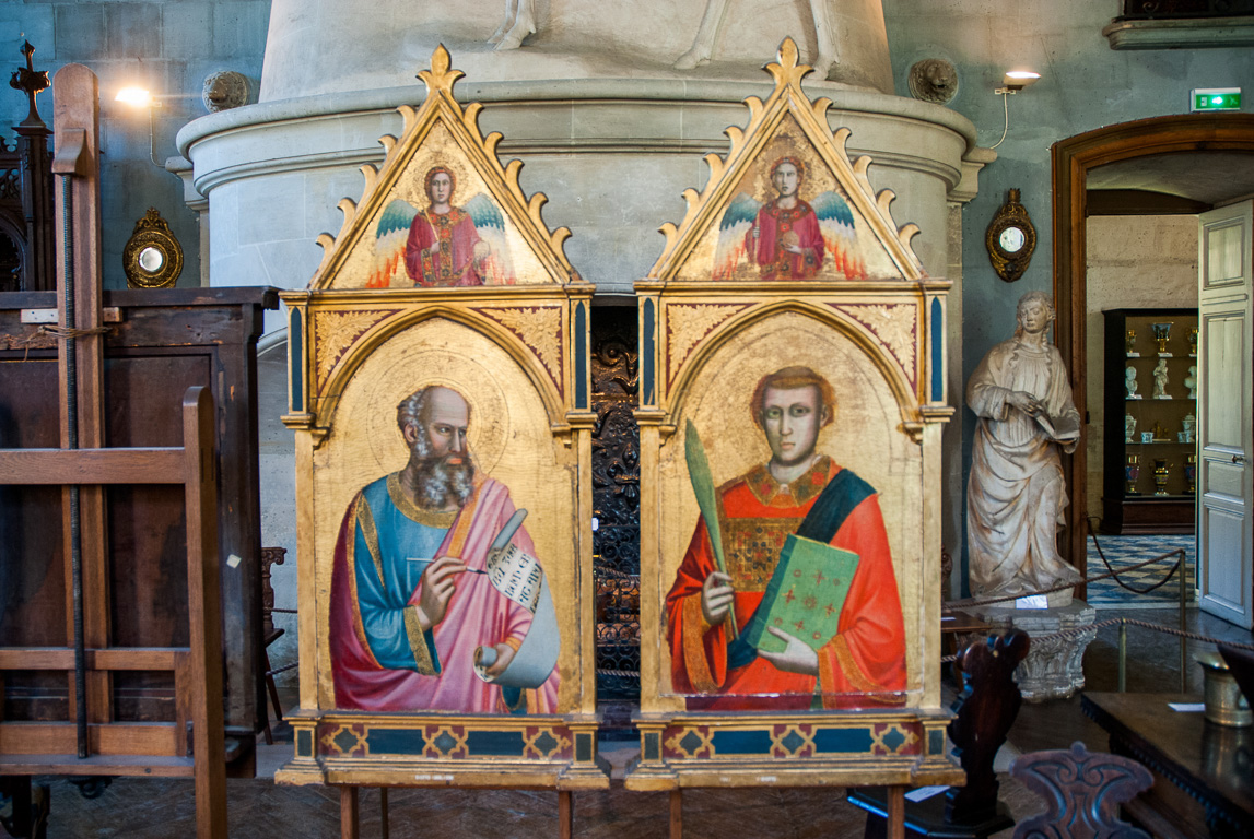 Musée de l'Abbaye de Chaâlis. Panneaux peint par Giotto pour la Chapelle Pulci Berardi dans l'eglise Santa Croce à Florence