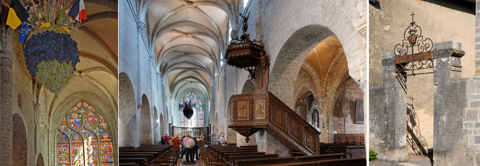 Eglise Saint-Just le Biou et le pprtail extérieur.