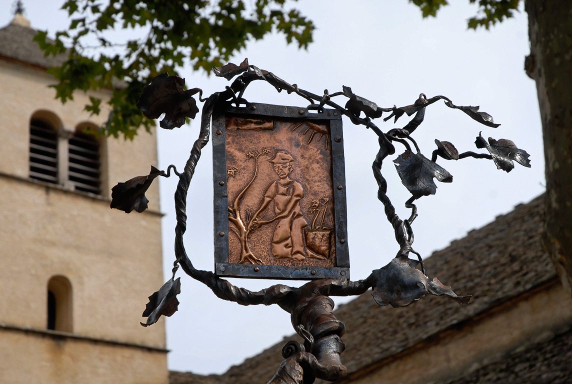 Symbole de la région viticole sur une enseigne