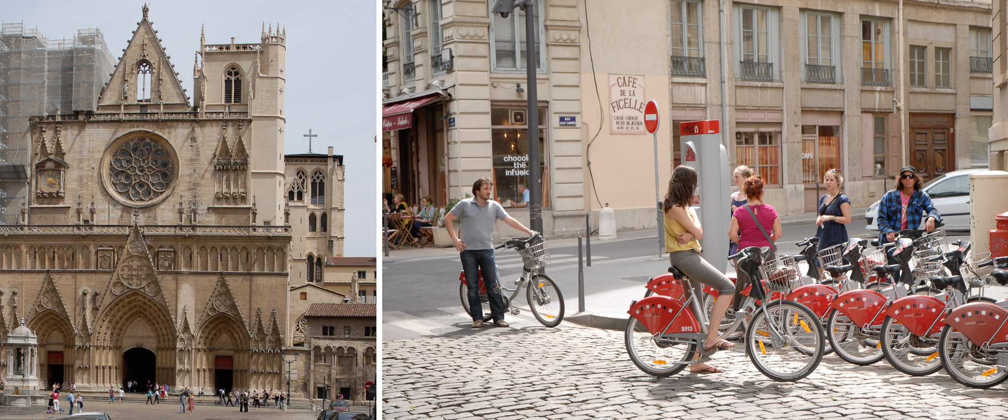 Vieux-Lyon, Place Saint-Jean - location de vélos.