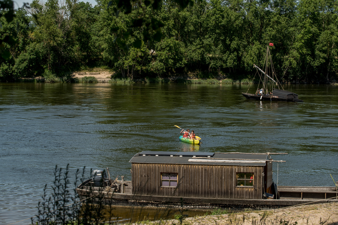 Les Rosier-sur-Loire. Passage d'une gabare à voile