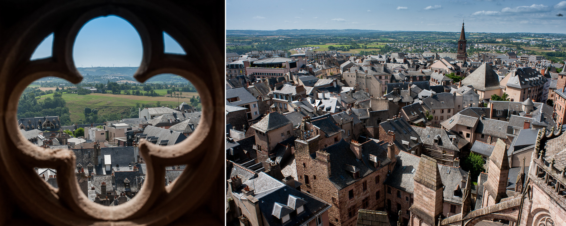 Cathédrale Notre Dame de Rodez. Vues de la ville depuis les planètes.