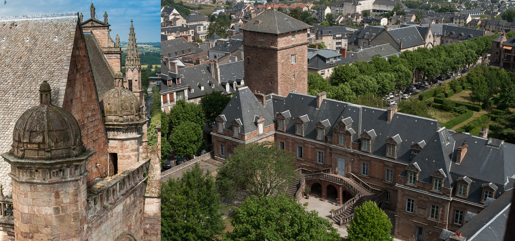 Cathédrale Notre Dame de Rodez. Vues de la ville depuis les planètes.