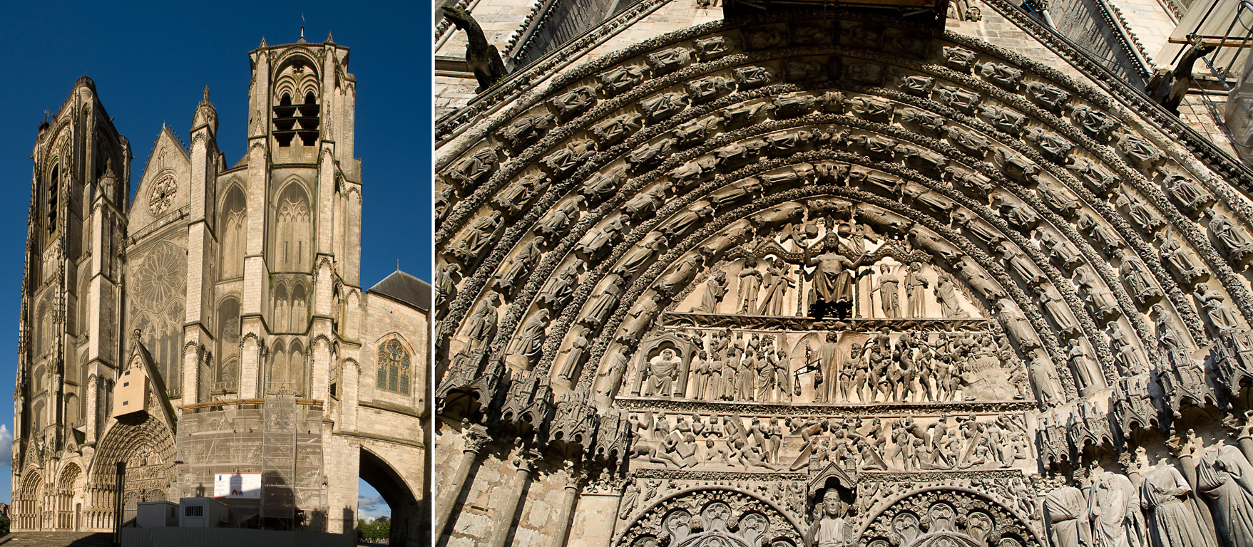 18000 Bourges. La Cathédrale  et le tympan du portail central.