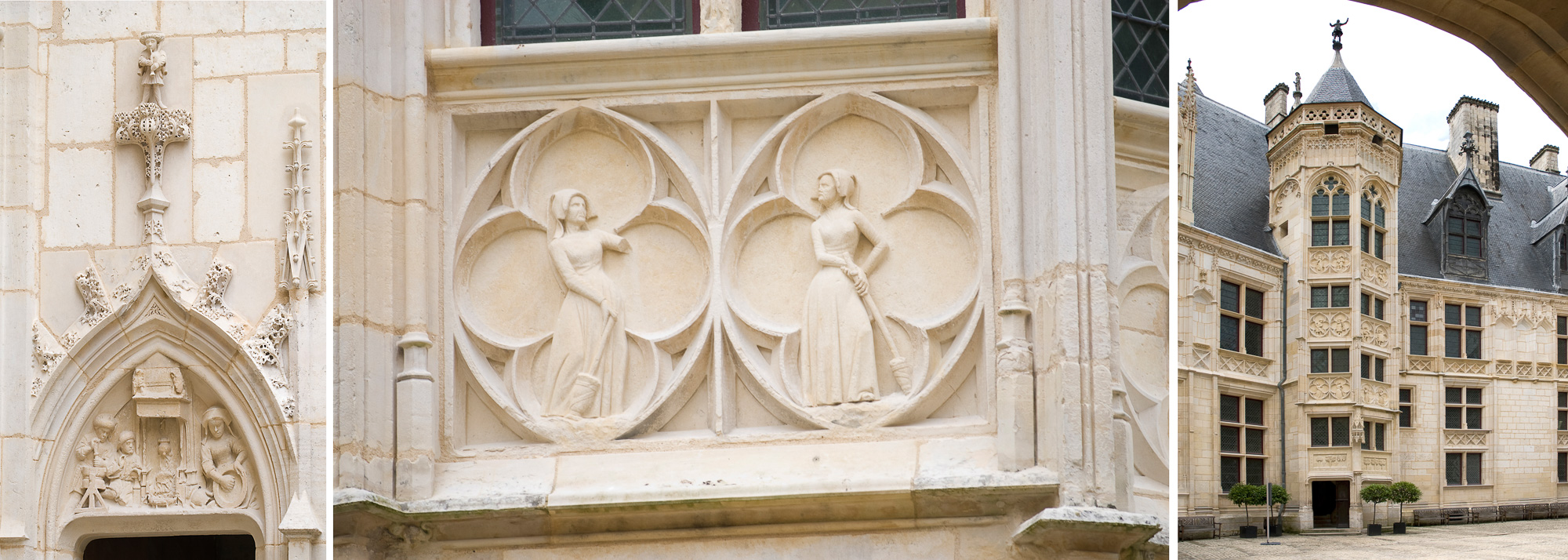 18000 Bourges Palais Jacques Cœur.  Cour intérieure avec motifs architecturaux.