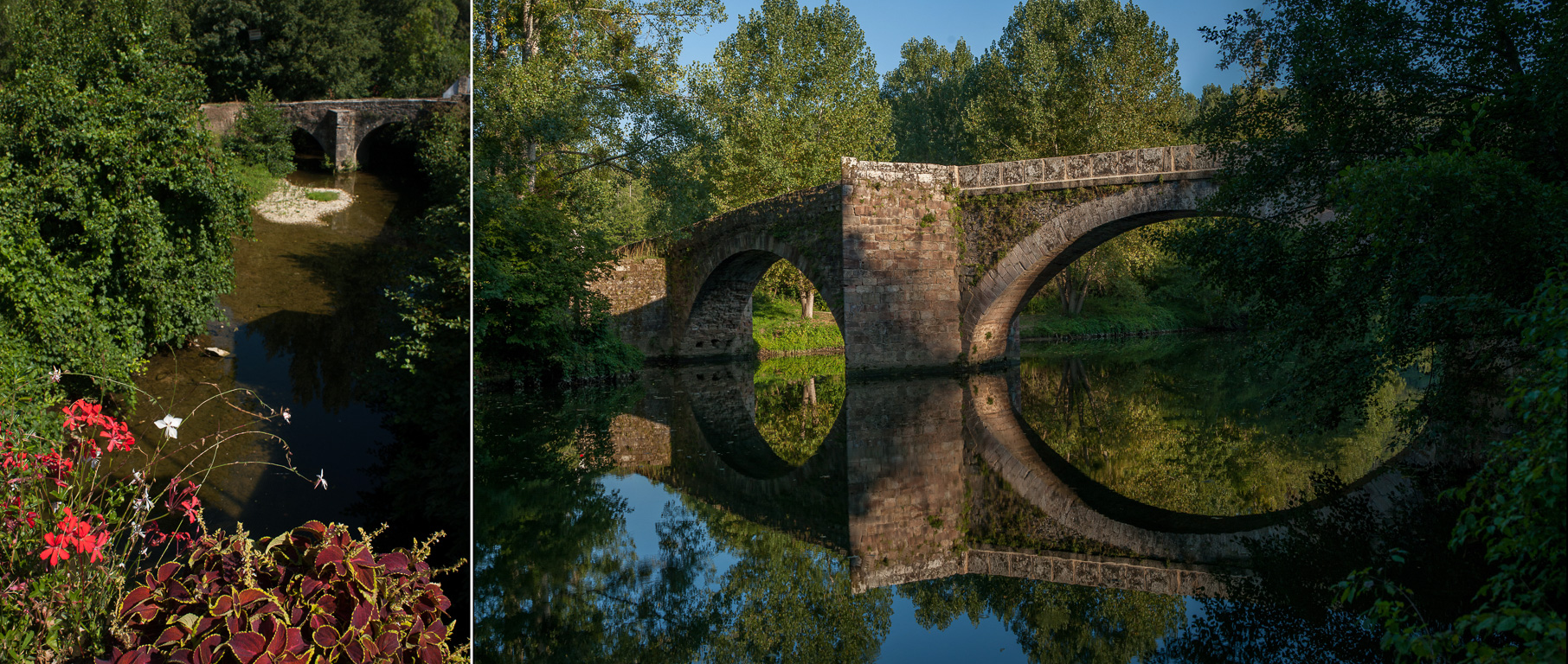 Najac. le Pont Saint-Blaise  a été construit le long de la route primitive qui menait à Villefranche-de-Rouergue. Ce pont à dos d’âne permettait aux marchands, ainsi qu'aux pèlerins de Compostelle, de franchir l'Aveyron en toutes saisons.