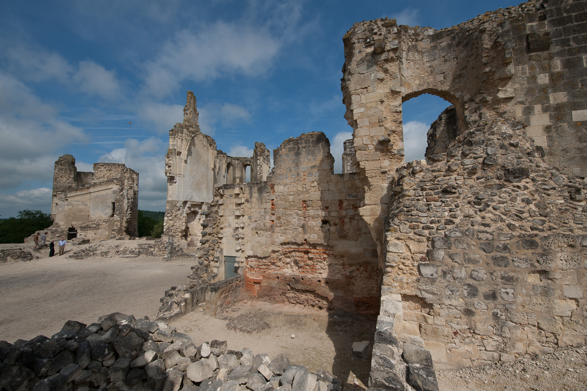 Les ruines du château féodal démoli par le Duc d'Orléans. La construction date du XIIIème siècle, avec les vestiges de sept tours qui dominaient l'édifice.