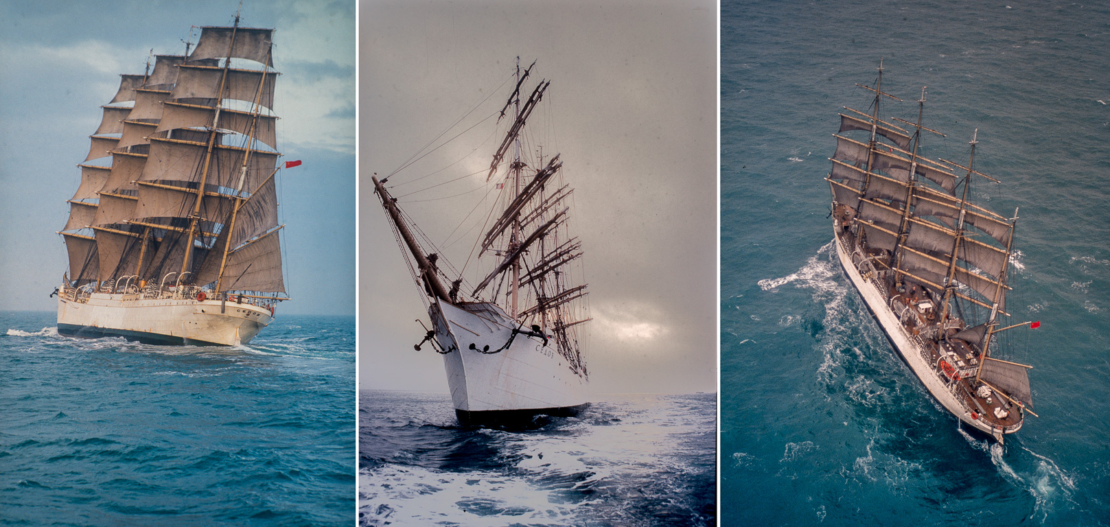 Sur le plus grand voilier du monde. Toutes voiles dehors, le Sedov a belle allure.