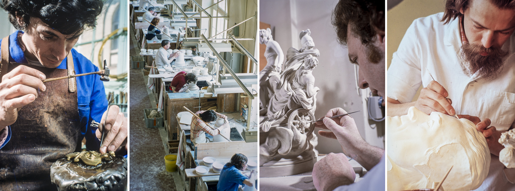 Sculpteur ciseleur sur bronze. - Atelier de tournassage - montage d'un Biscuit - sculpteur de moule en plâtre.