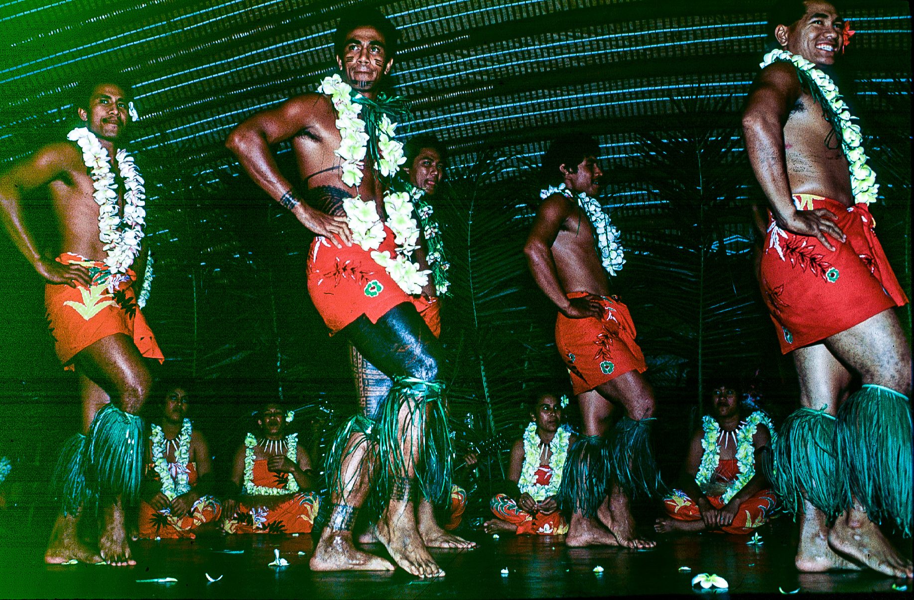 Danseurs samoans dont les corps sont recouverts de tatouages tradionnels.